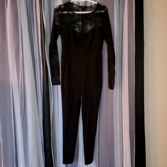 Guess Kristine Black Lace Top Keyhole Jumper Size Large - Picture 1 of 5